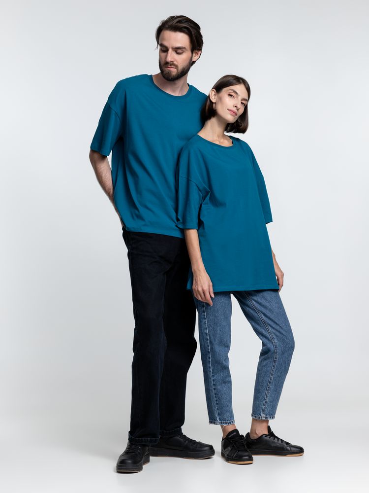 Футболка унисекс оверсайз Crosstown, бирюзовая (морская волна)-5