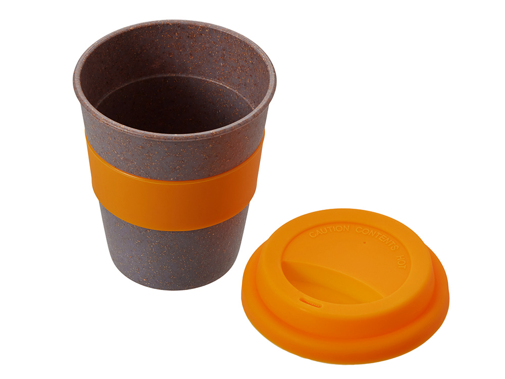 Стакан с силиконовой крышкой Cafe, оранжевый-1