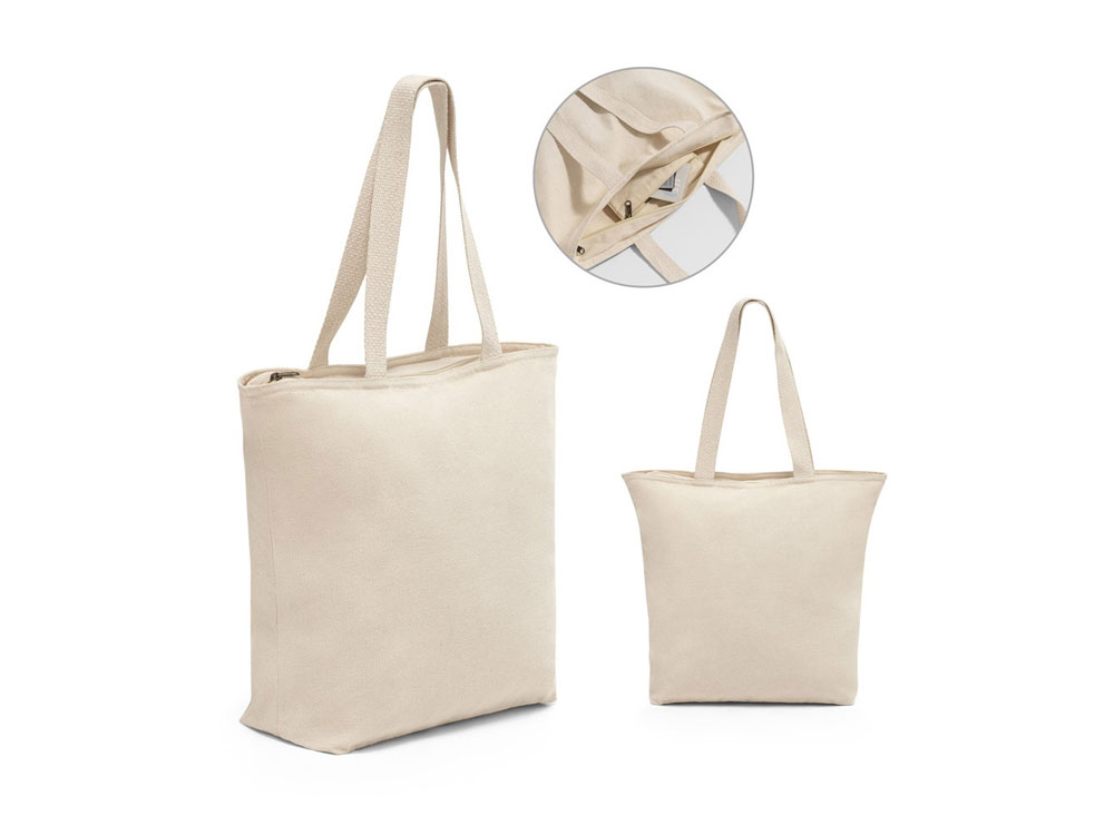 HACKNEY. Сумка из 100% хлопка на застежке, Натуральный светлый-4