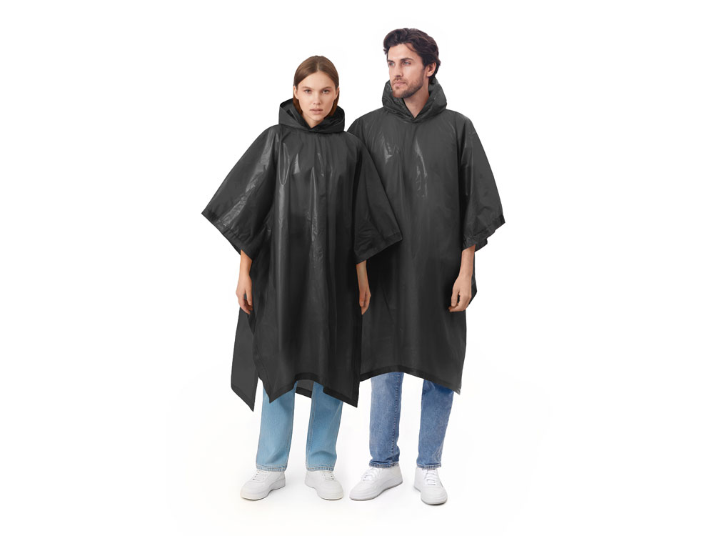 Пончо Hawaii c чехлом унисекс, черный-0