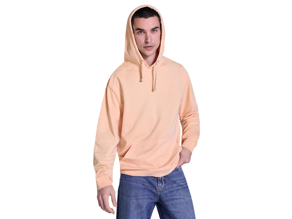 Толстовка с капюшоном KENIA унисекс, светло-абрикосовый выстиранный-4
