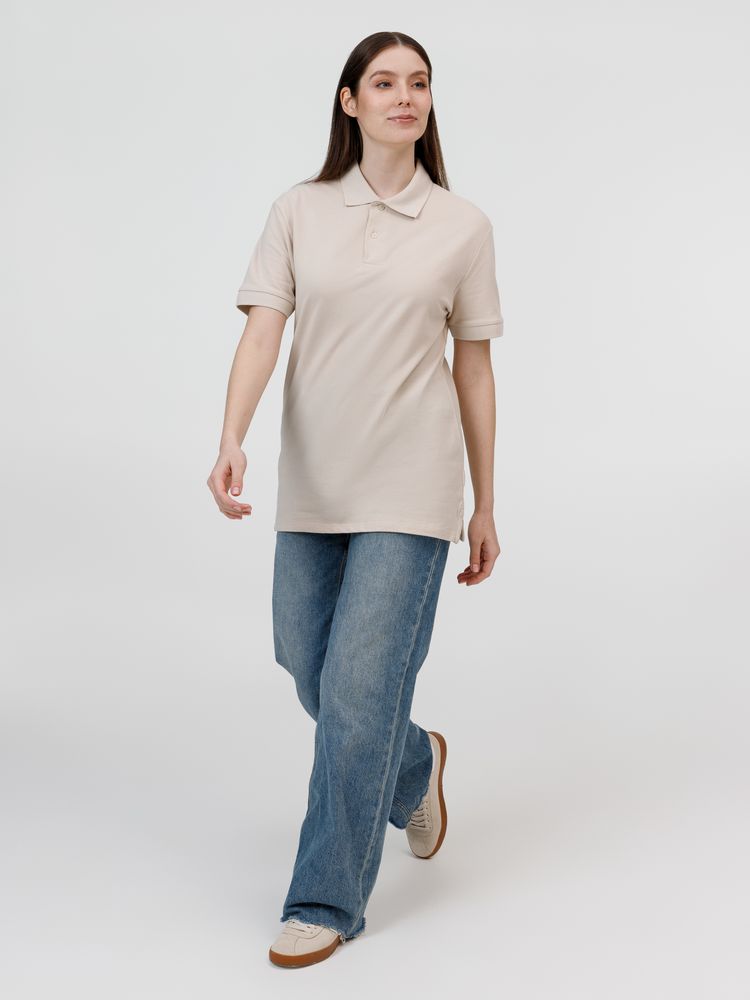 Рубашка поло унисекс Pacific, бежевая (льняная)-8