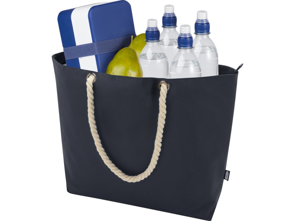 Panama пляжная эко-сумка-холодильник из переработанного материала, с ручками-шнурками 23L, синий navy-4