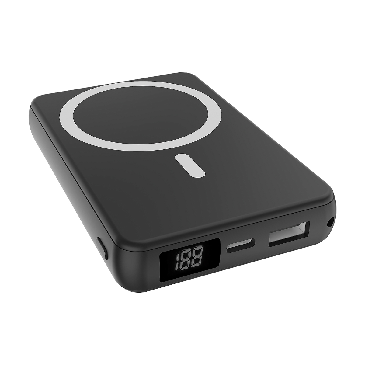Магнитный внешний аккумулятор Quantum с беспроводной зарядкой (15W), Черный-0