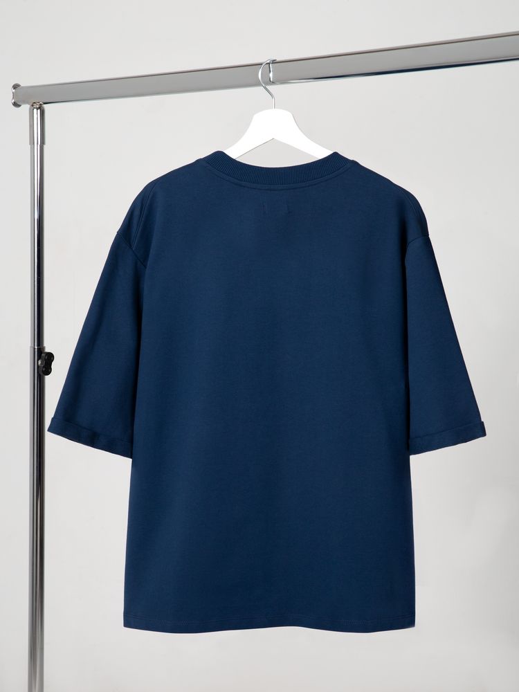 Футболка оверсайз унисекс Kosmos 2.0, темно-синяя-1