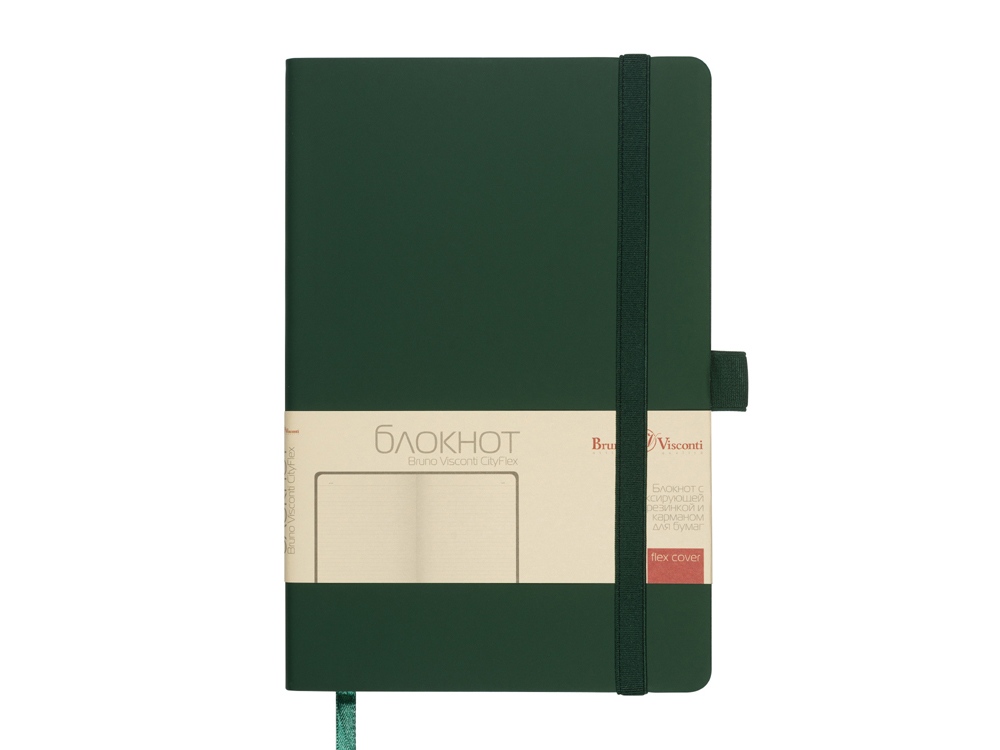 Блокнот А5  City Flex на резинке, зеленый-2