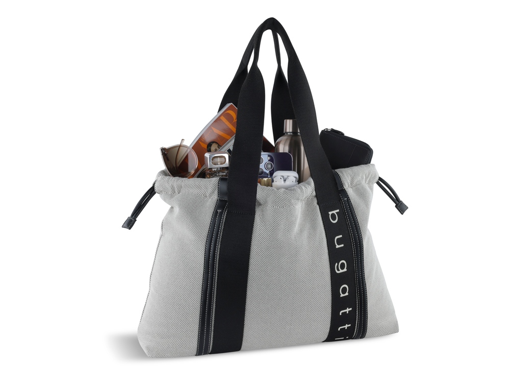 Сумка-шоппер женская BUGATTI Ambra, серо-черный цвет, хлопок/полиэстер, 45х10х34 см-4