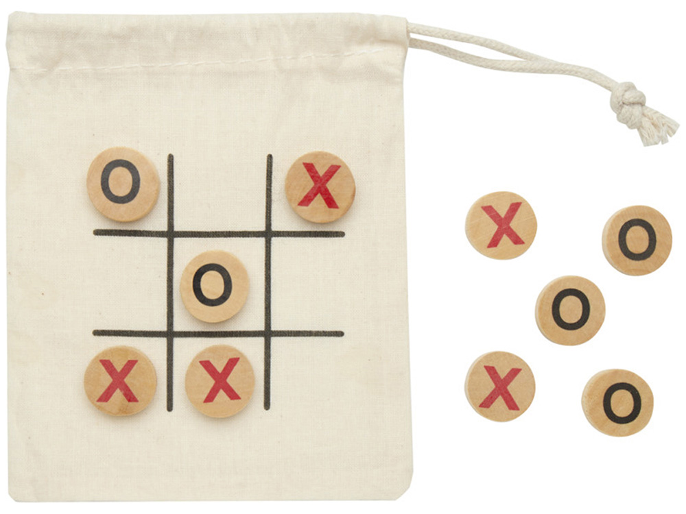 Деревянная игра в крестики-нолики в мешочке Whorl - Натуральный-1