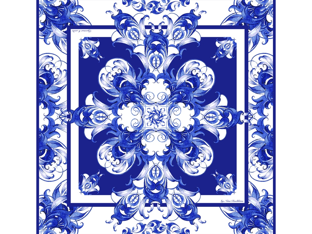 Набор: платок Гжель и свеча Птица счастья-3