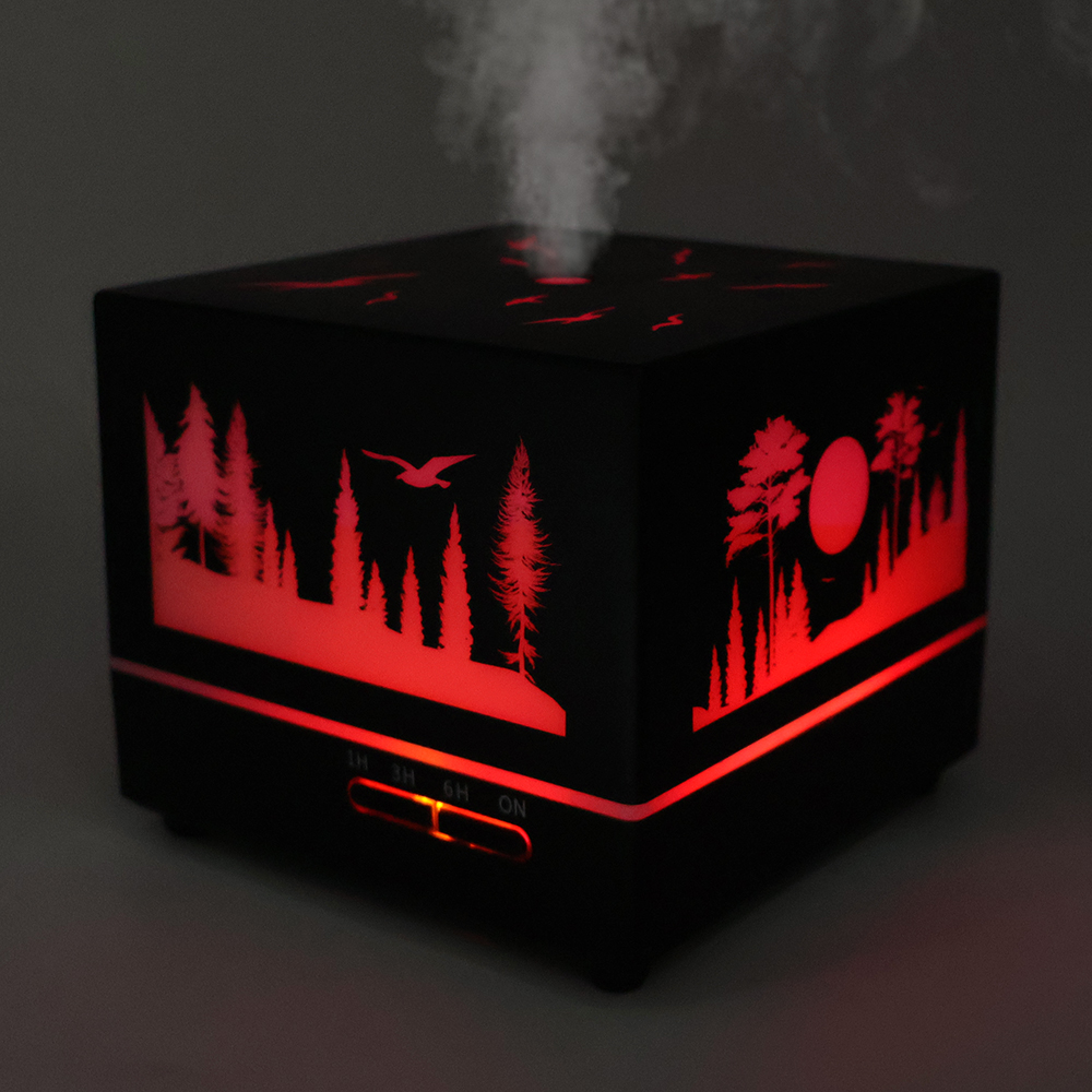 Светодиодный увлажнитель Wisdom с подсветкой гравировки, Черный-5