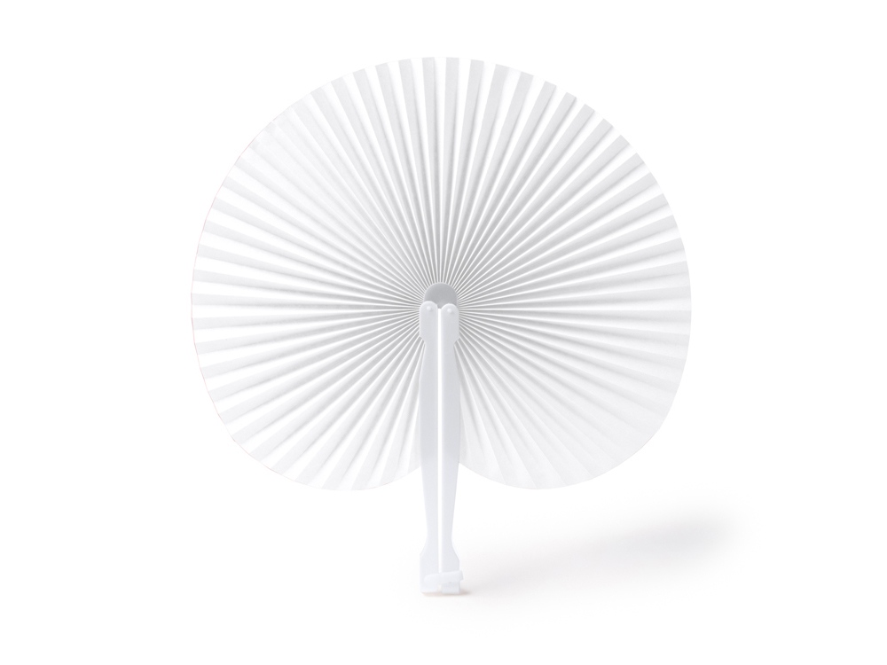 Складной круглый веер-пайпай с пластиковыми стержнями, белый-0