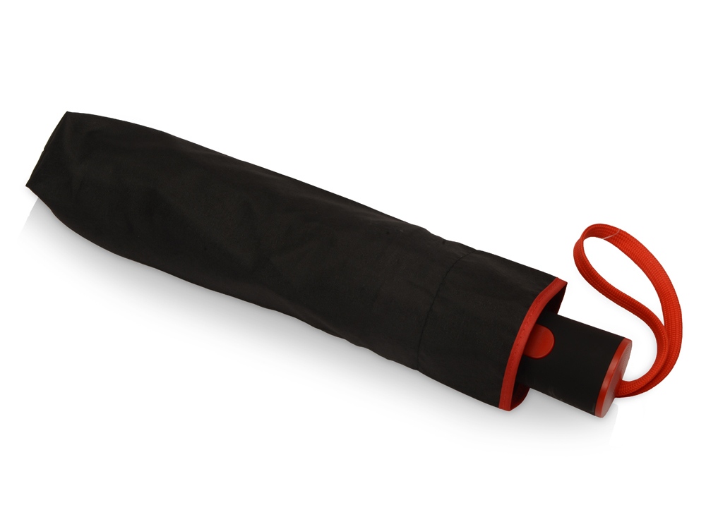 Зонт-полуавтомат складной Motley с цветными спицами, черный/красный-3