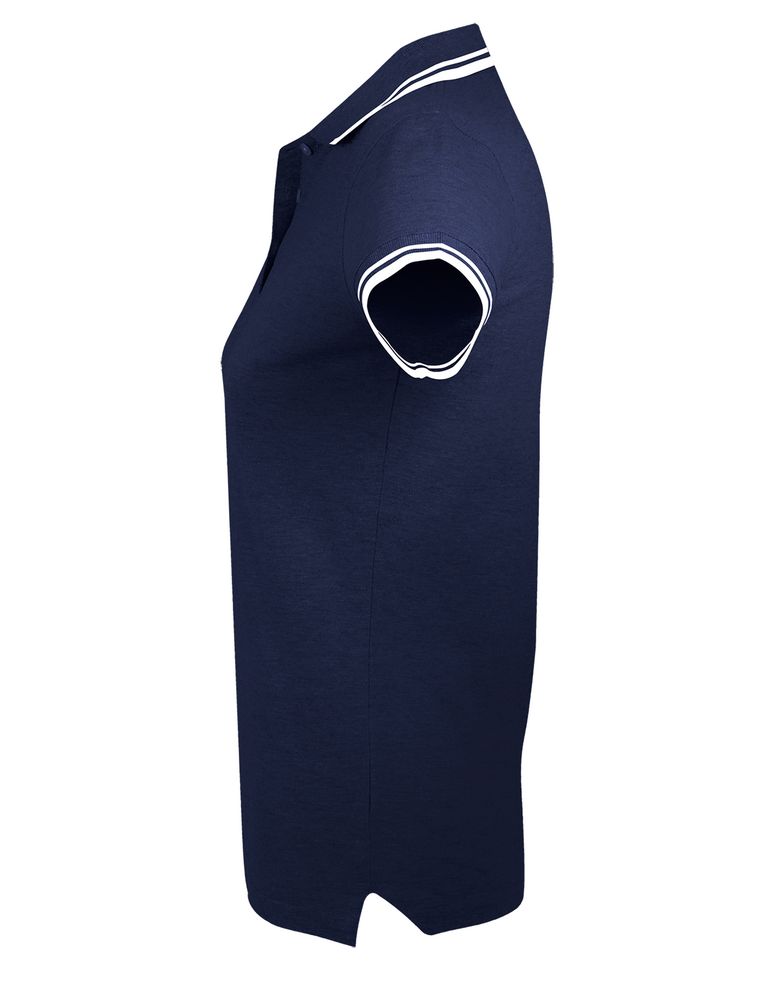 Рубашка поло женская Pasadena Women 200 с контрастной отделкой, темно-синяя с белым-2