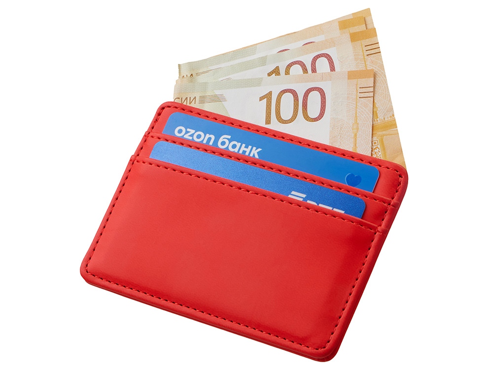 Картхолдер для двух карт и наличных денег с зажимом Crave, красный-4