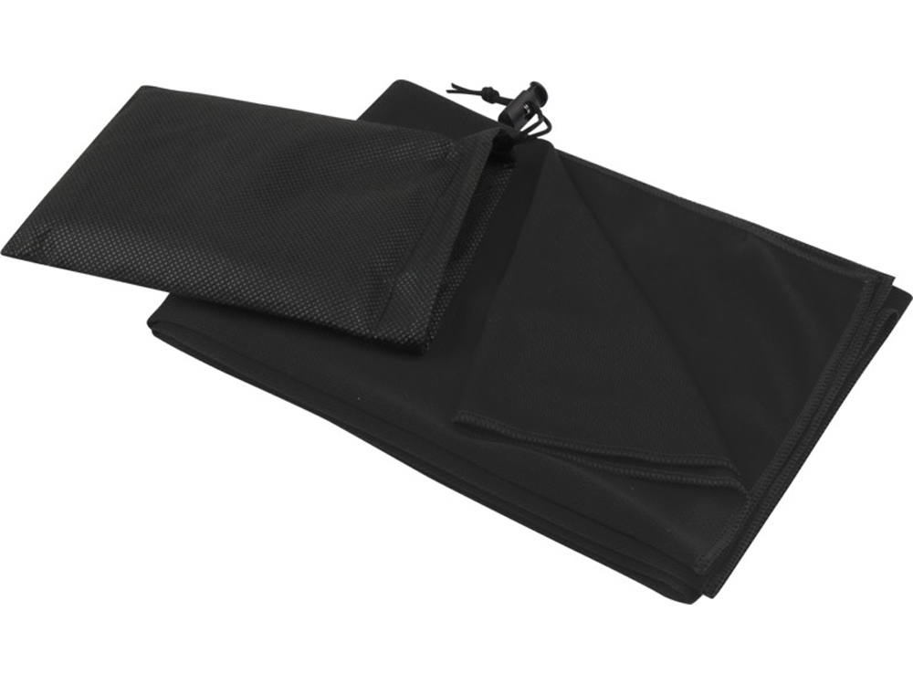 Lucas спортивное полотенце из переработанного полиэстера 50х100 см - сплошной черный-0