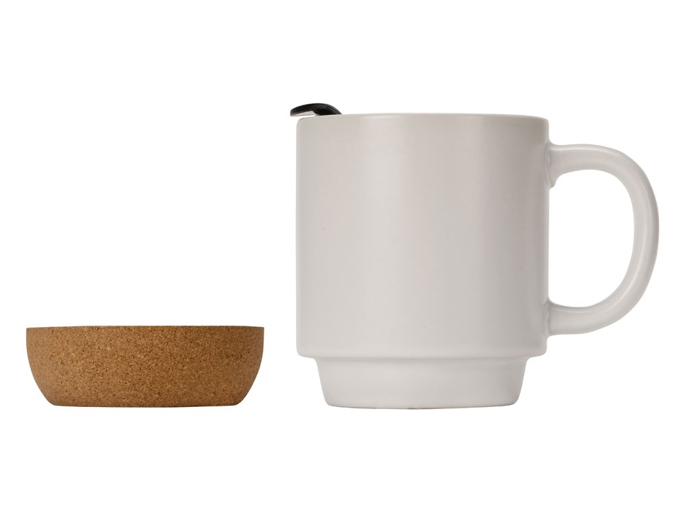 Кружка Denpasar с пробковым дном и крышкой, цветная с двух сторон, белый-5