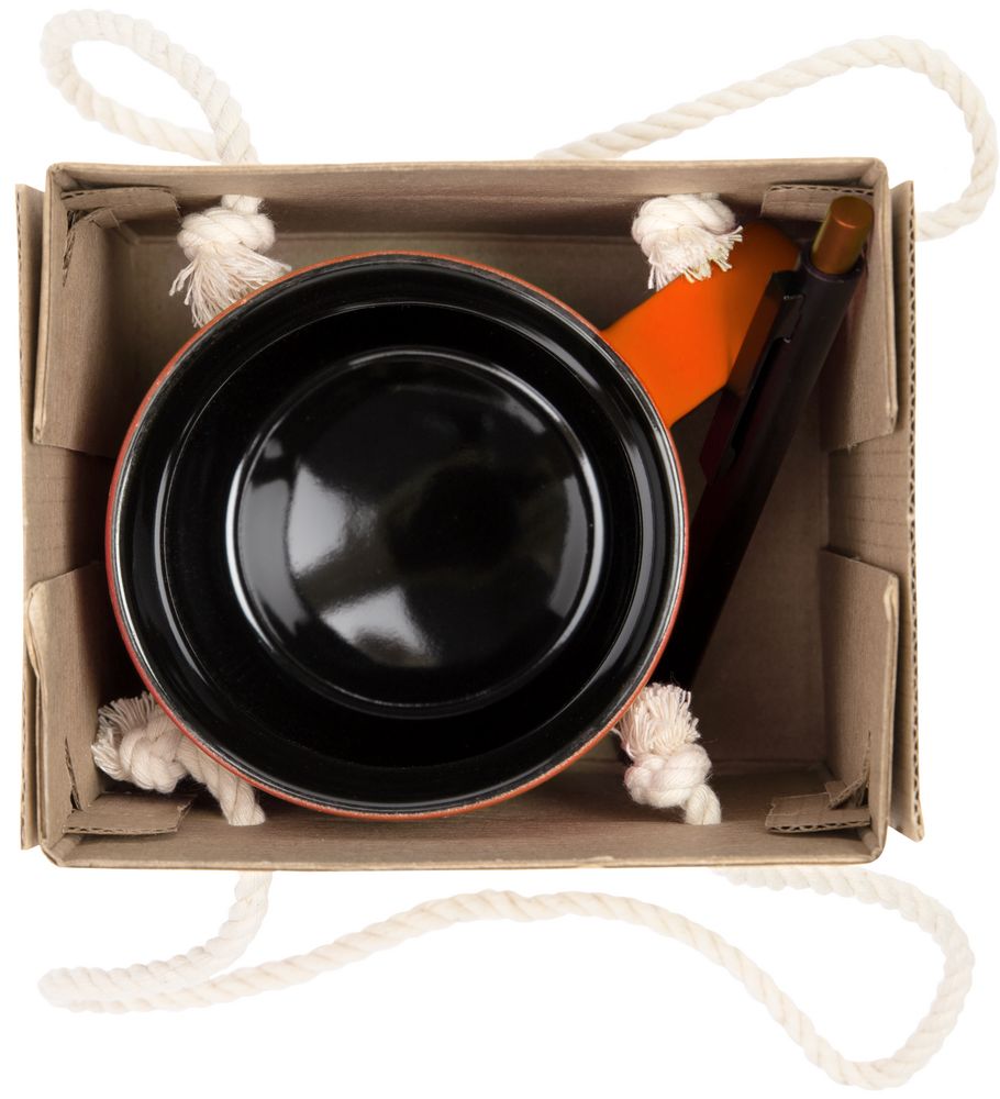 Набор Color Block: кружка и ручка, оранжевый с черным-1