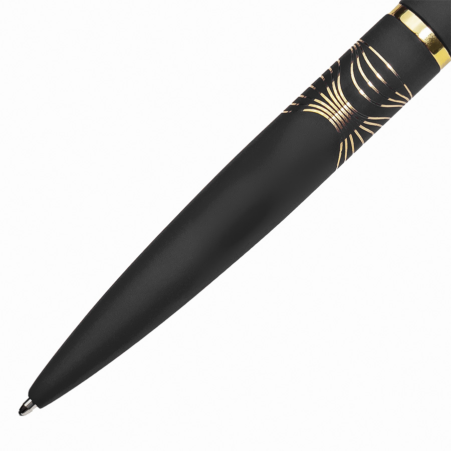 Ручка шариковая FARO, покрытие soft touch, черный, золотистый-7