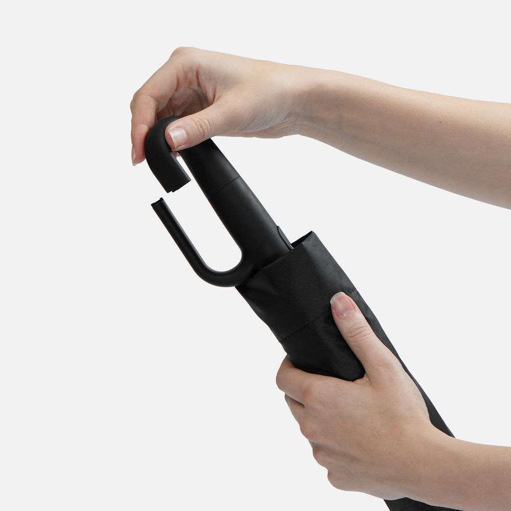 Зонт складной Skymate с УФ-защитой и ручкой-карабином, черный-3