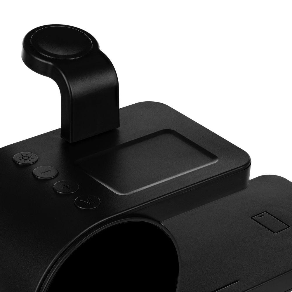 Станция беспроводной зарядки с часами fullStack, черная-3