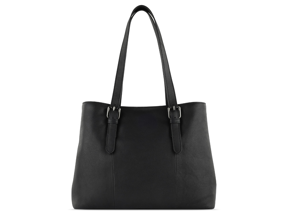 Сумка женская BUGATTI Bella, чёрная, воловья кожа/полиэстер, 33х14х25 см-5