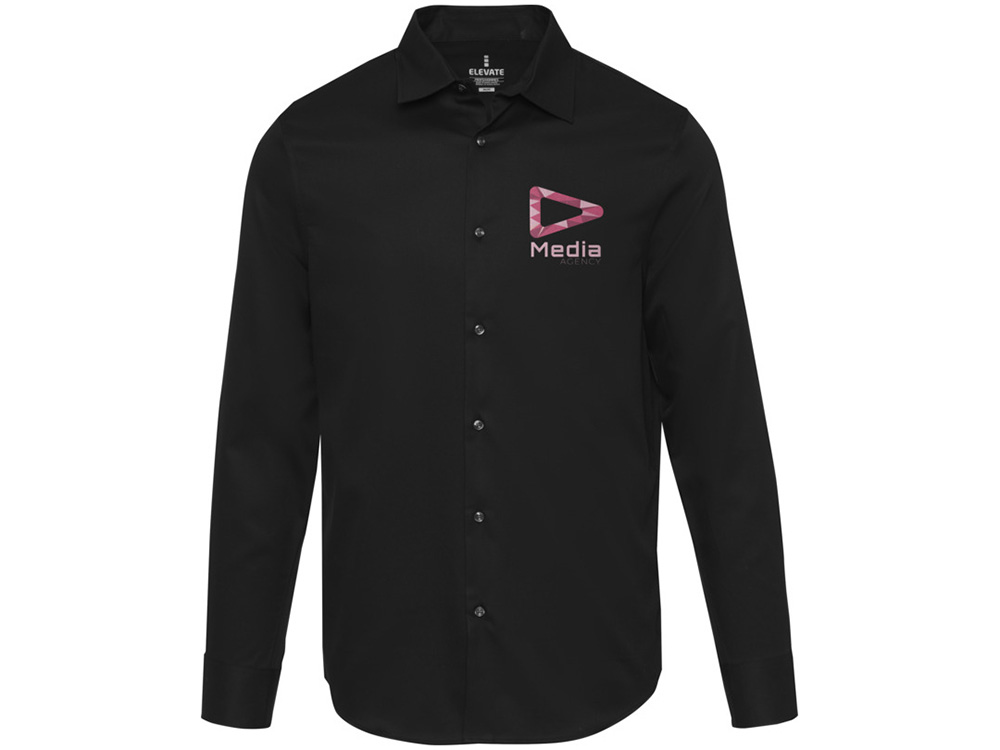 Citrine мужская рубашка из твила - сплошной черный-4