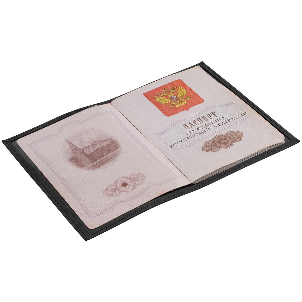 Обложка для паспорта Nubuk, черная-2