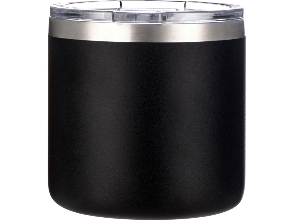 Кружка стальная Alaska с крышкой слайдером, powder coating, черный-3