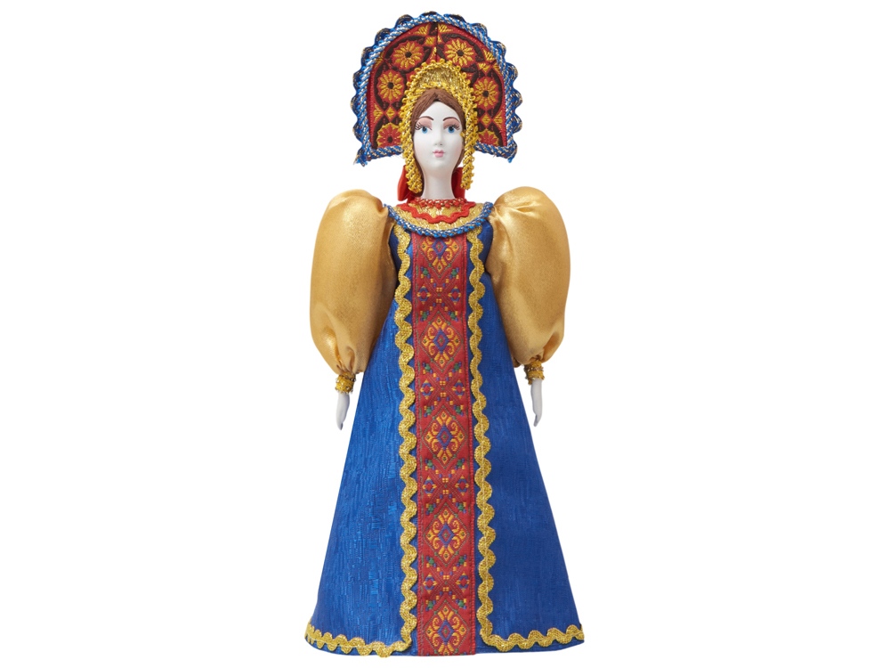 Подарочный набор: кукла фарфоровая, мед, синий-12