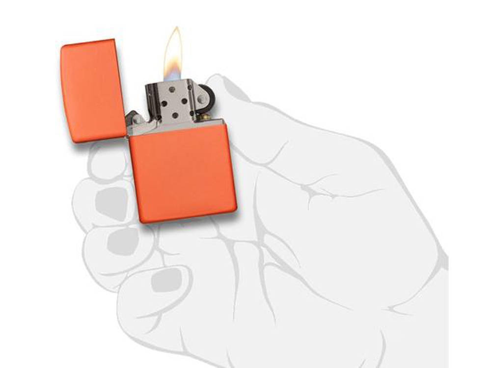 Зажигалка ZIPPO Classic с покрытием Orange Matte, латунь/сталь, оранжевая, матовая, 38x13x57 мм-4