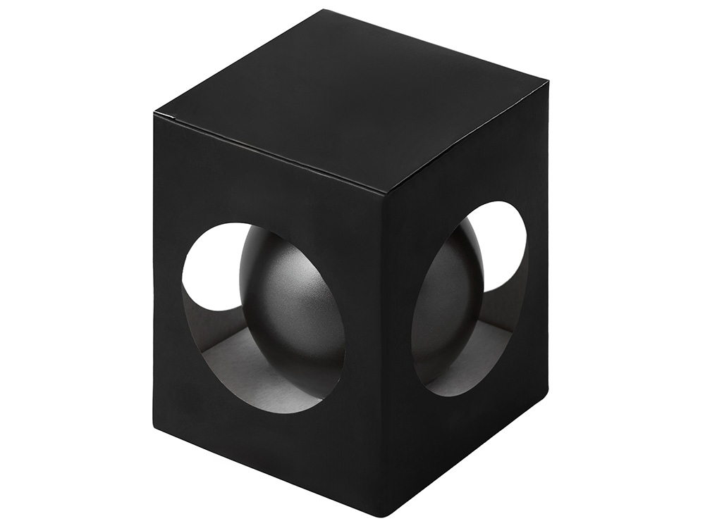 Стеклянный елочный шар Christmas bauble, черный металлик, с серебристым колпачком в черной коробке-1