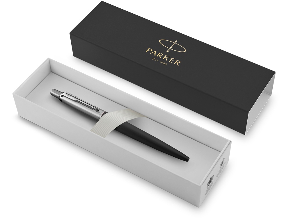 Шариковая ручка Parker Jotter Essential, Satin Black CT, стержень: M, цвет чернил : blue или black-2