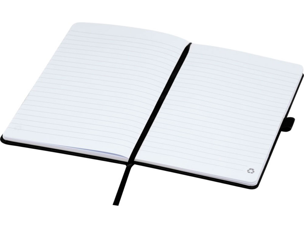 Блокнот Honua форматом A5 из переработанной бумаги с обложкой из переработанного ПЭТ, черный-3