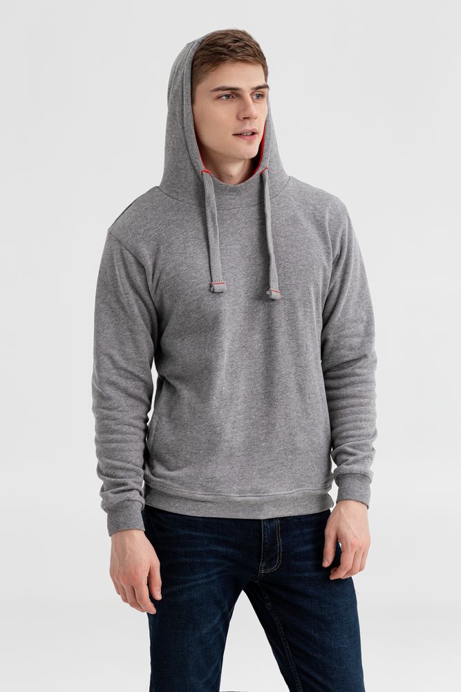 Двусторонняя толстовка Revers, серая с красным-5