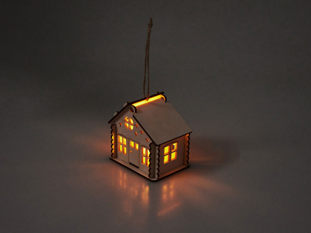 Подвеска с подсветкой домик (с мерцающей свечкой)-1