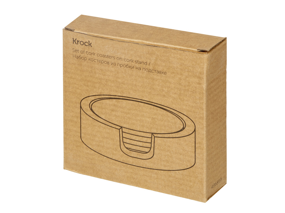 Набор костеров из пробки на подставке из пробки Krock-9