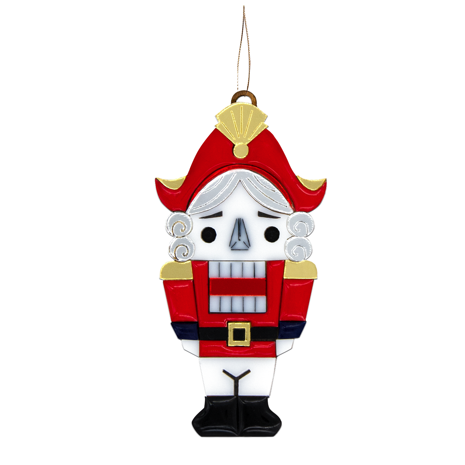 Ёлочная игрушка Щелкунчик (белый с красным)-0