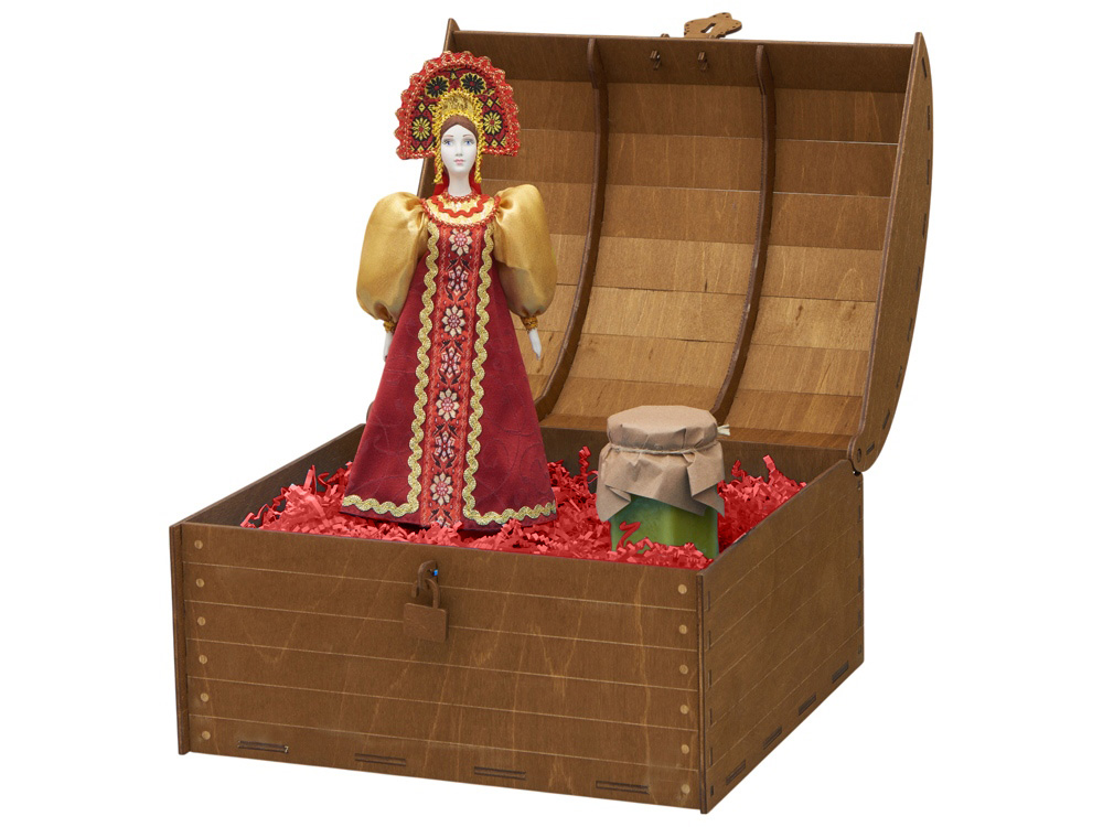 Подарочный набор: кукла фарфоровая, крем-мед, красный-1