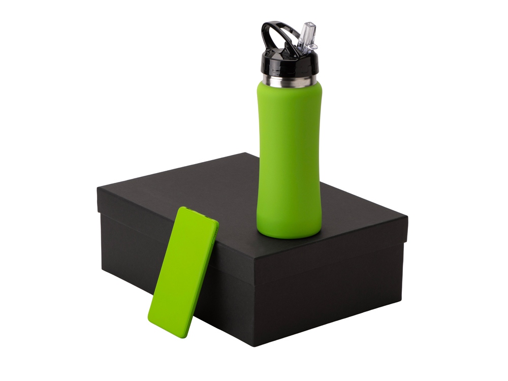 Подарочный набор с бутылкой для воды и повербанком С1, 5000 mAh, зеленое яблоко-1