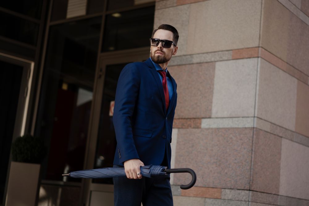 Зонт-трость Magic с проявляющимся цветочным рисунком, темно-синий-4