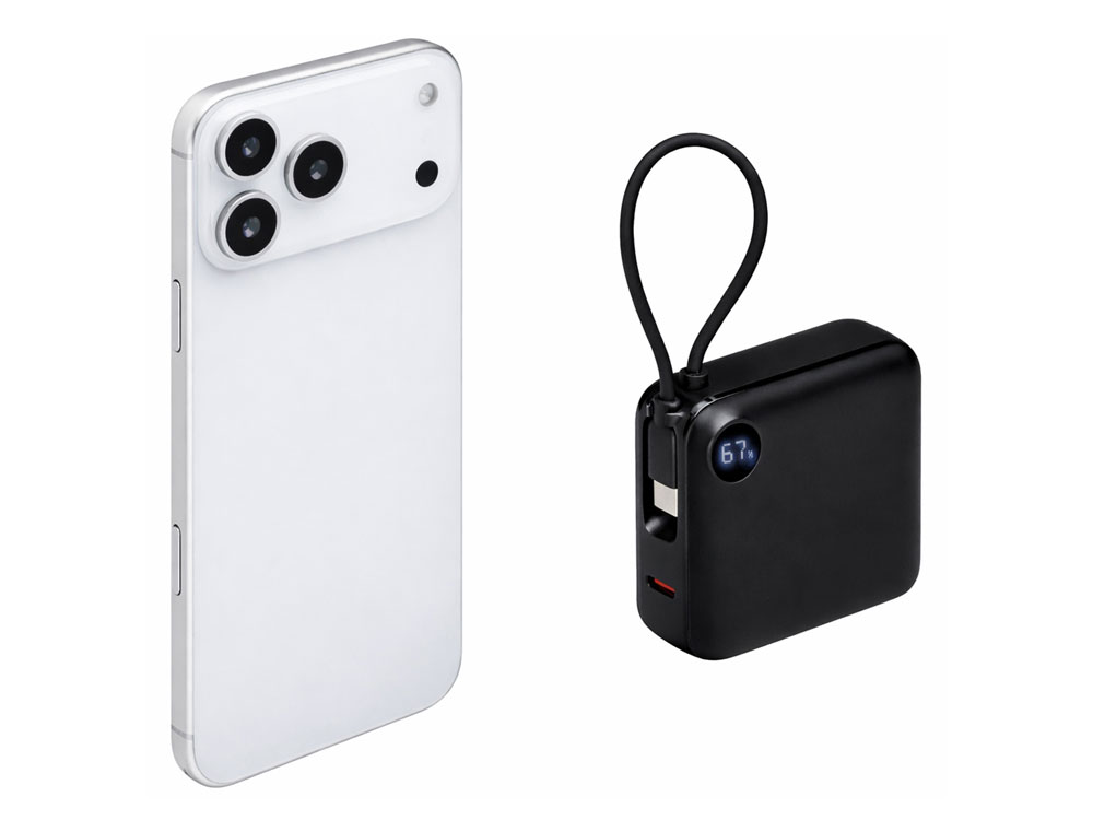 Внешний аккумулятор со встроенным кабелем Liri, QC/PD, 10000 мАч, черный-7