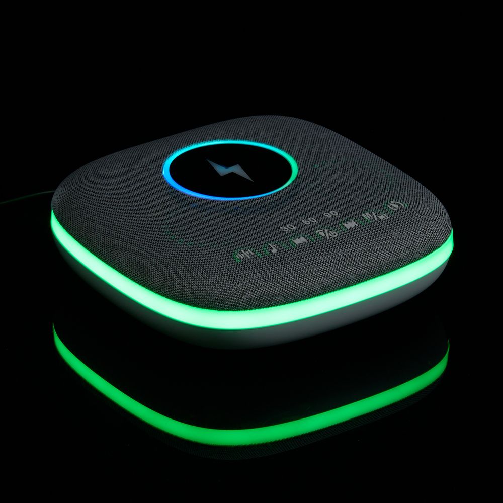 Bluetooth-колонка с беспроводной зарядкой и подсветкой Terrafonic, серая-5