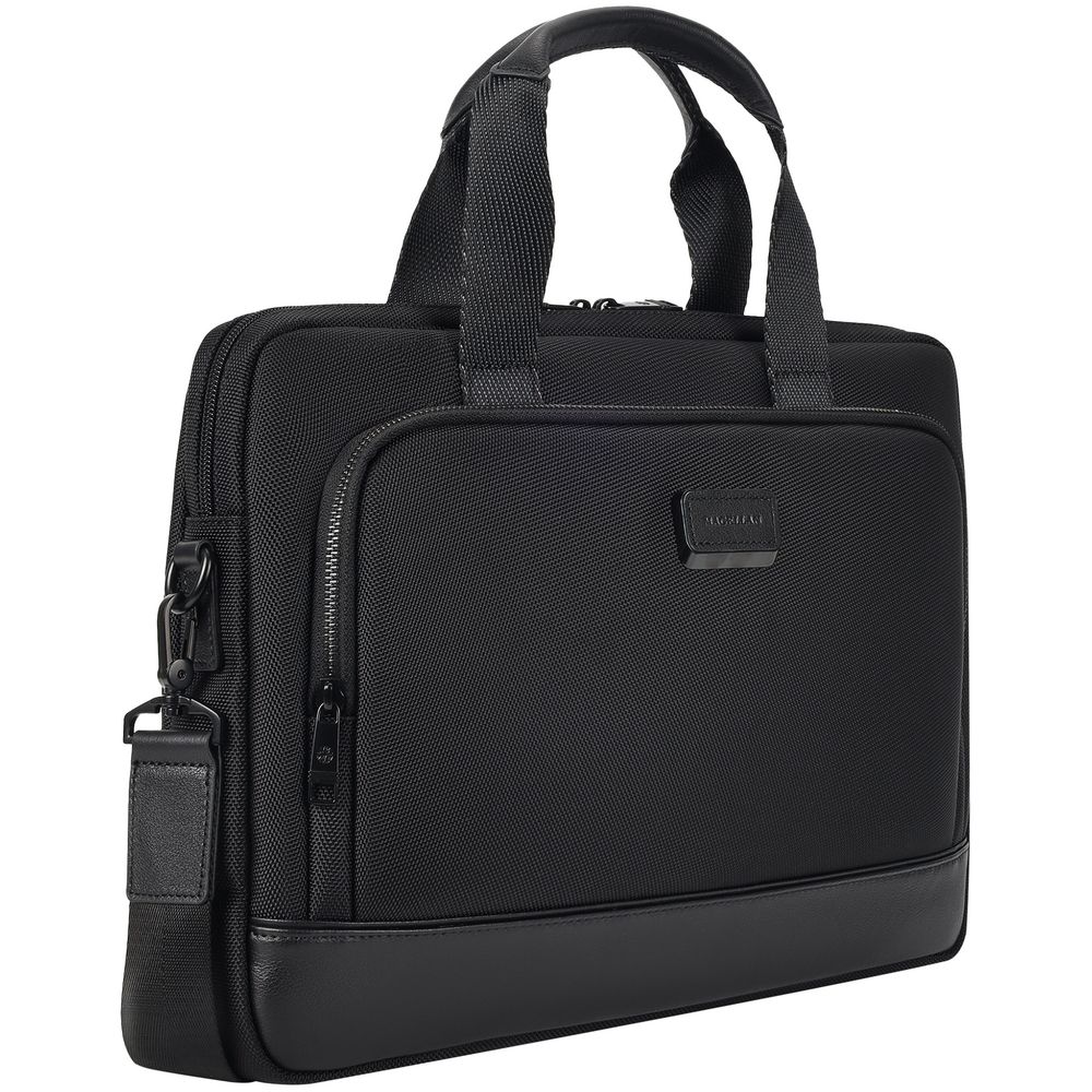 Сумка для ноутбука Santiago с кожаной отделкой, черная-2