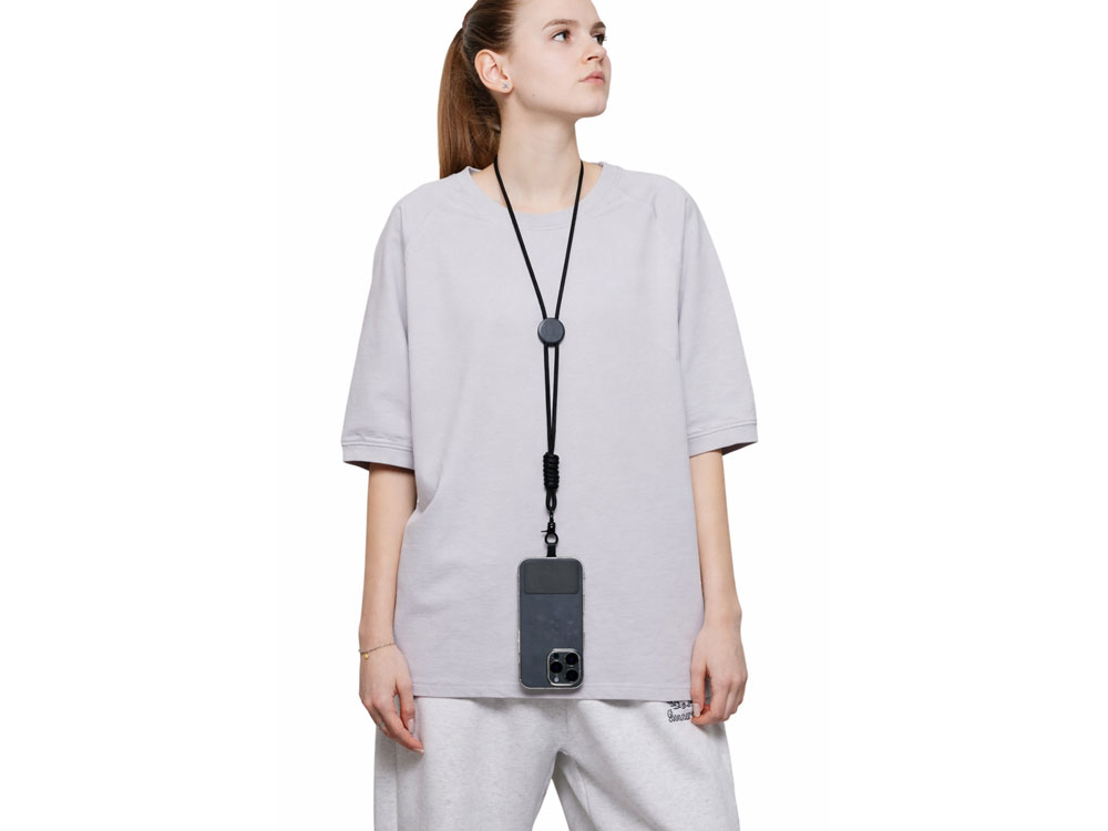 Ремешок на шею для телефона Нэко, черный-4