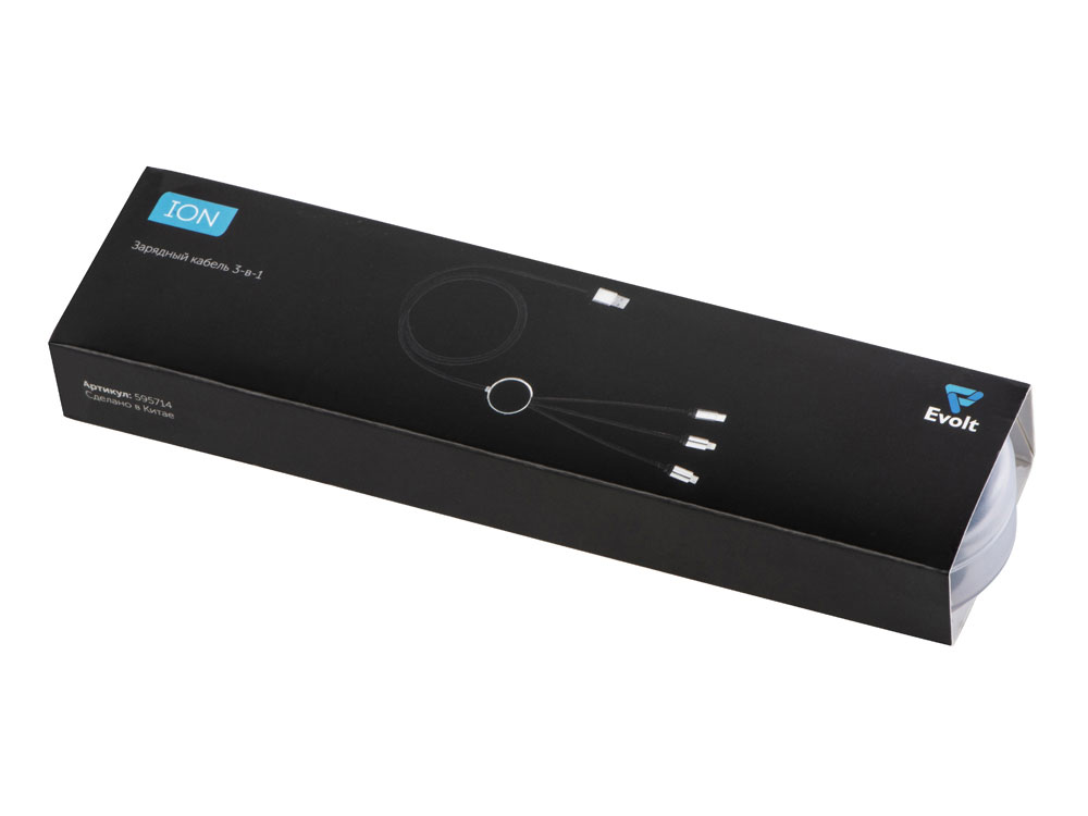Кабель 3-в-1 с подсветкой логотипа Ion, черный-5
