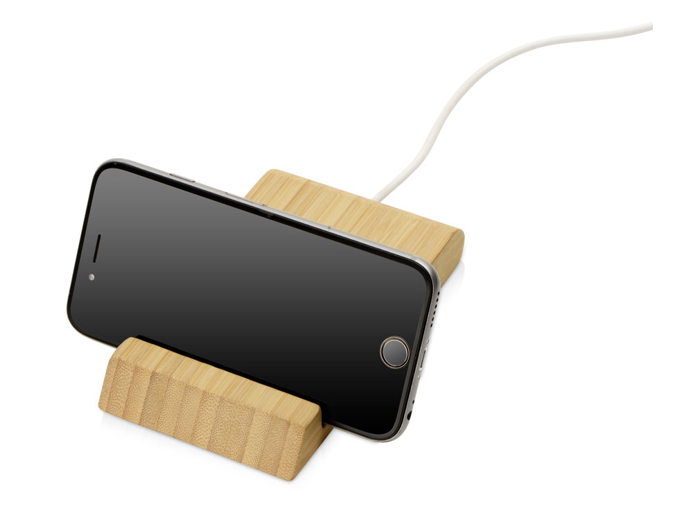 Беспроводное зарядное устройство из бамбука Jetty, 10 Вт, натуральный-2