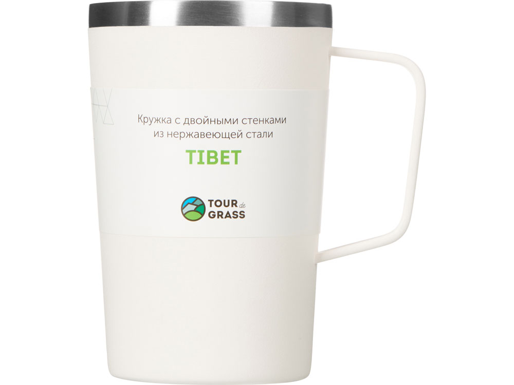 Стальная кружка с двойными стенками и порошковым покрытием Tibet, белый-3