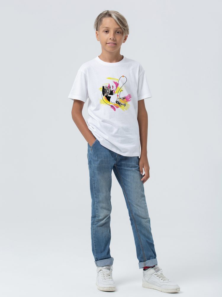 Футболка детская «Обними кота», белая-3