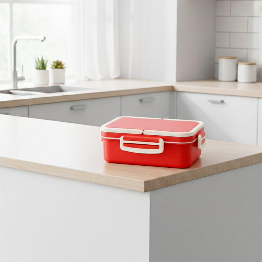 Ланчбокс (контейнер для еды) Inar из пшеничного волокна, Красный.-5