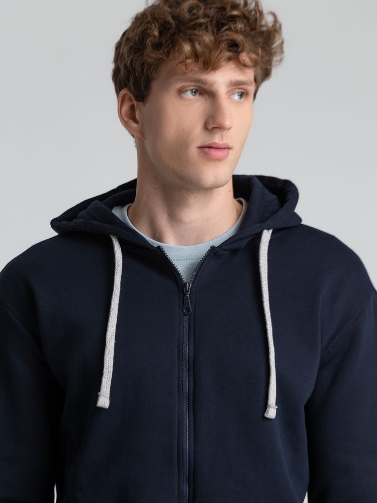 Толстовка на молнии с капюшоном Unit Siverga Heavy, темно-синяя-7